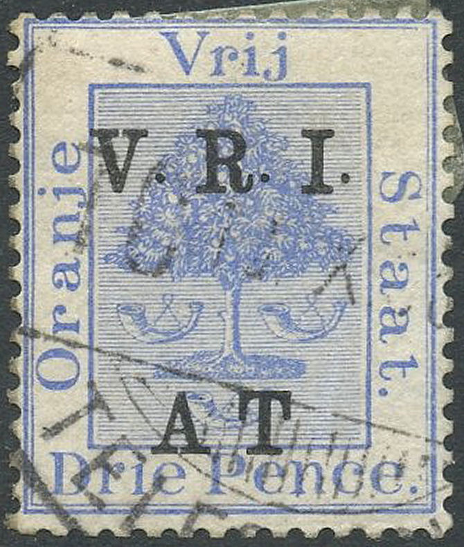ORC 3d telegraph stamp overprinted AT and V.R.I. (1901)