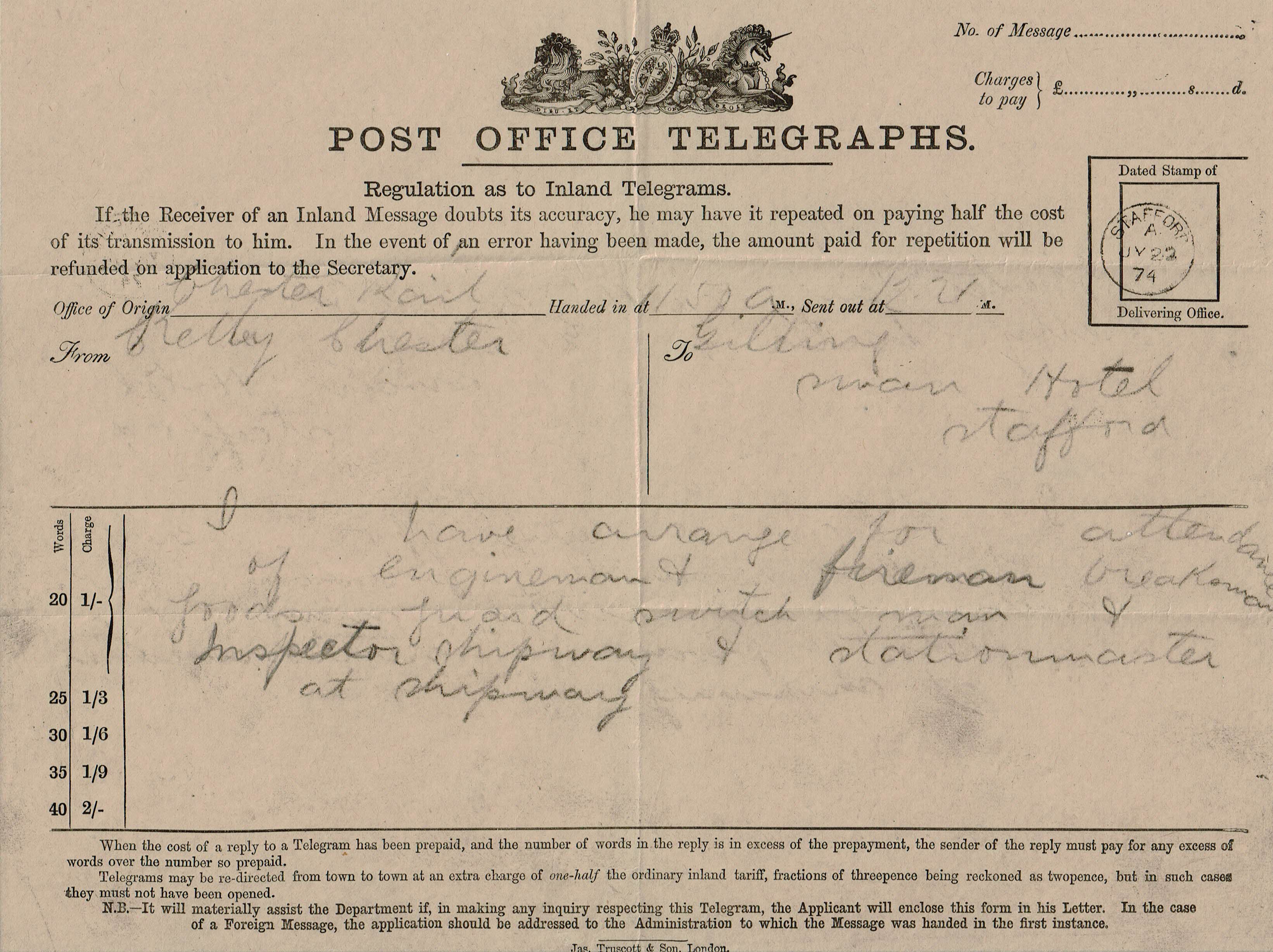 Received Telegram Form  - front