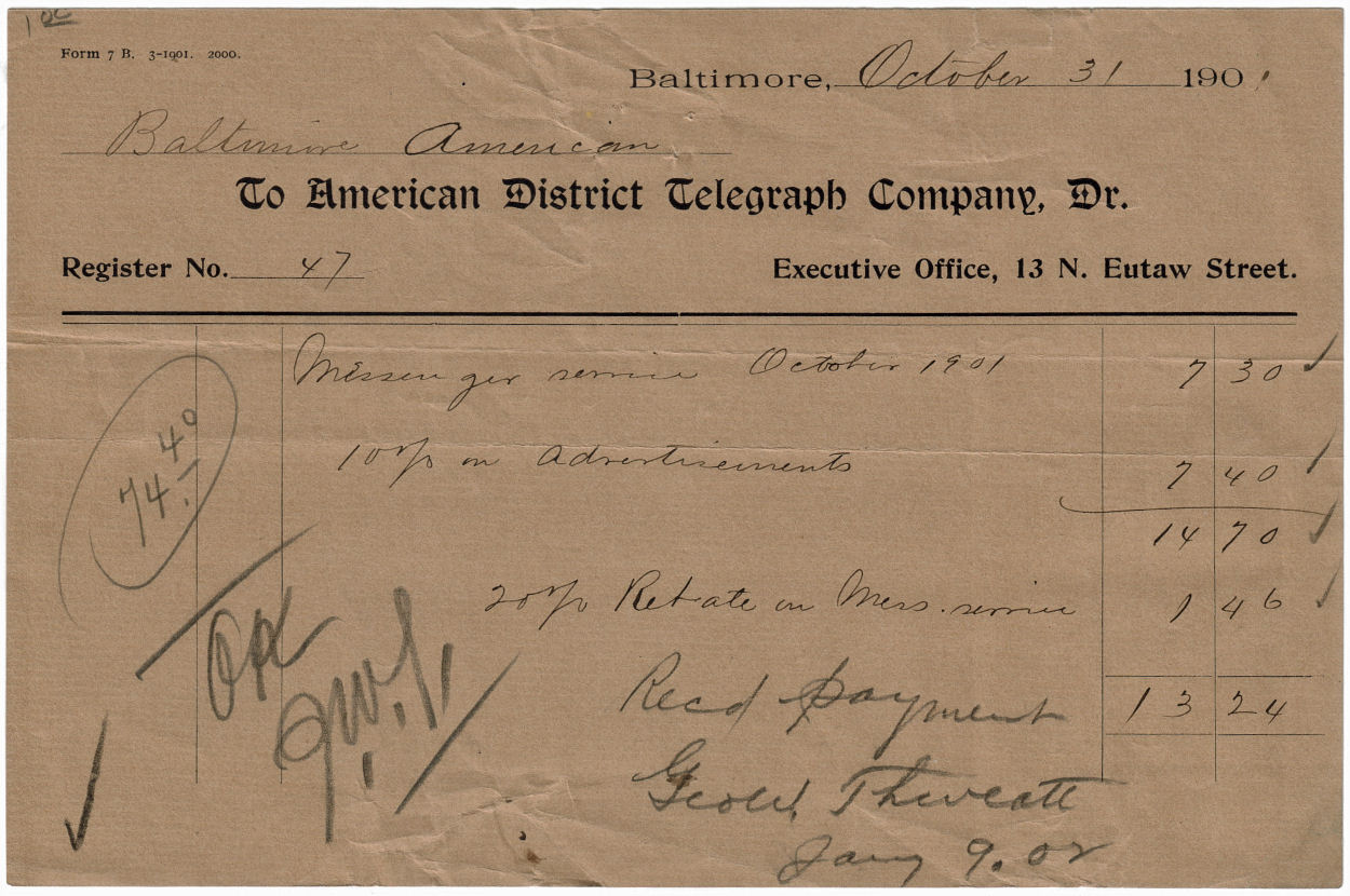 1901 Baltimore bill