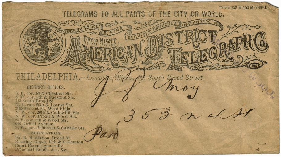 1886 Philadelphia envelope - Front