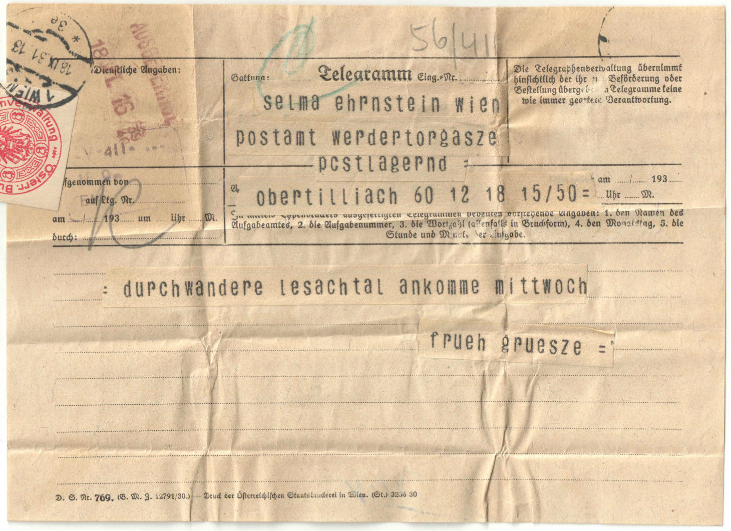 Telegram 769 of 18-9-31
