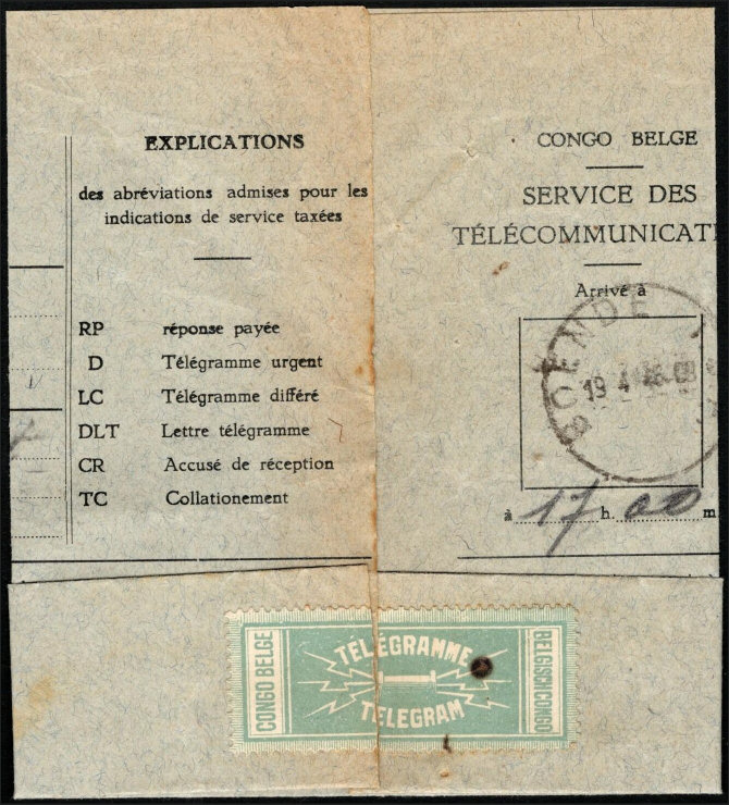 Congo form 2/T 1946 - folded