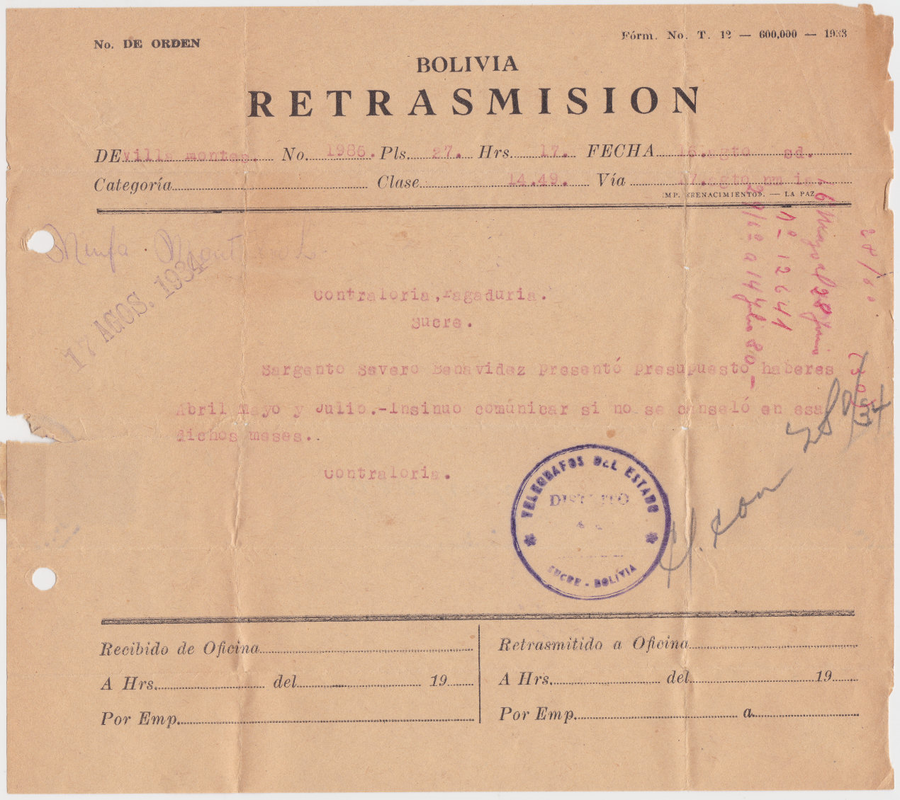 T12 - 1933 printing of 600,000