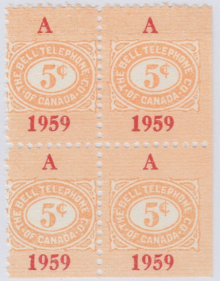 Bell - 1959 5c block