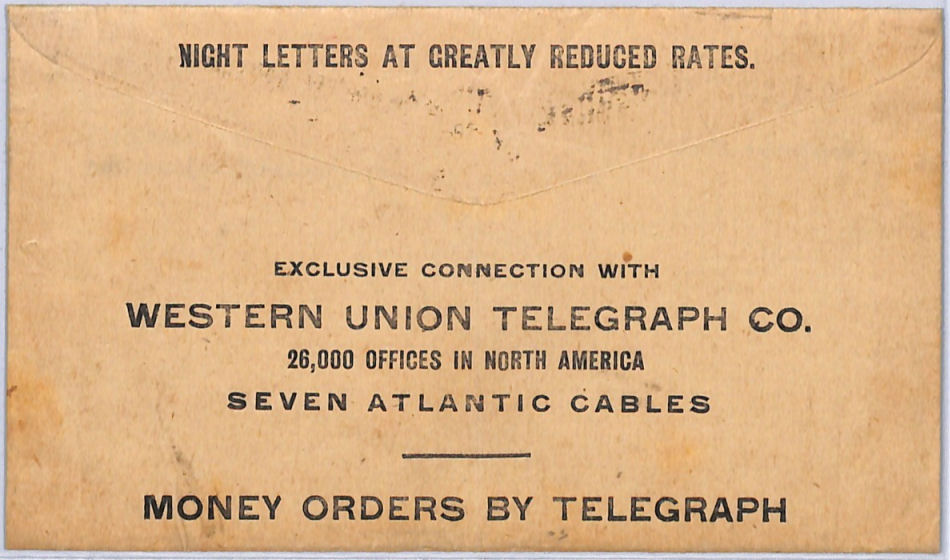 GNW Envelope of 1911 - back