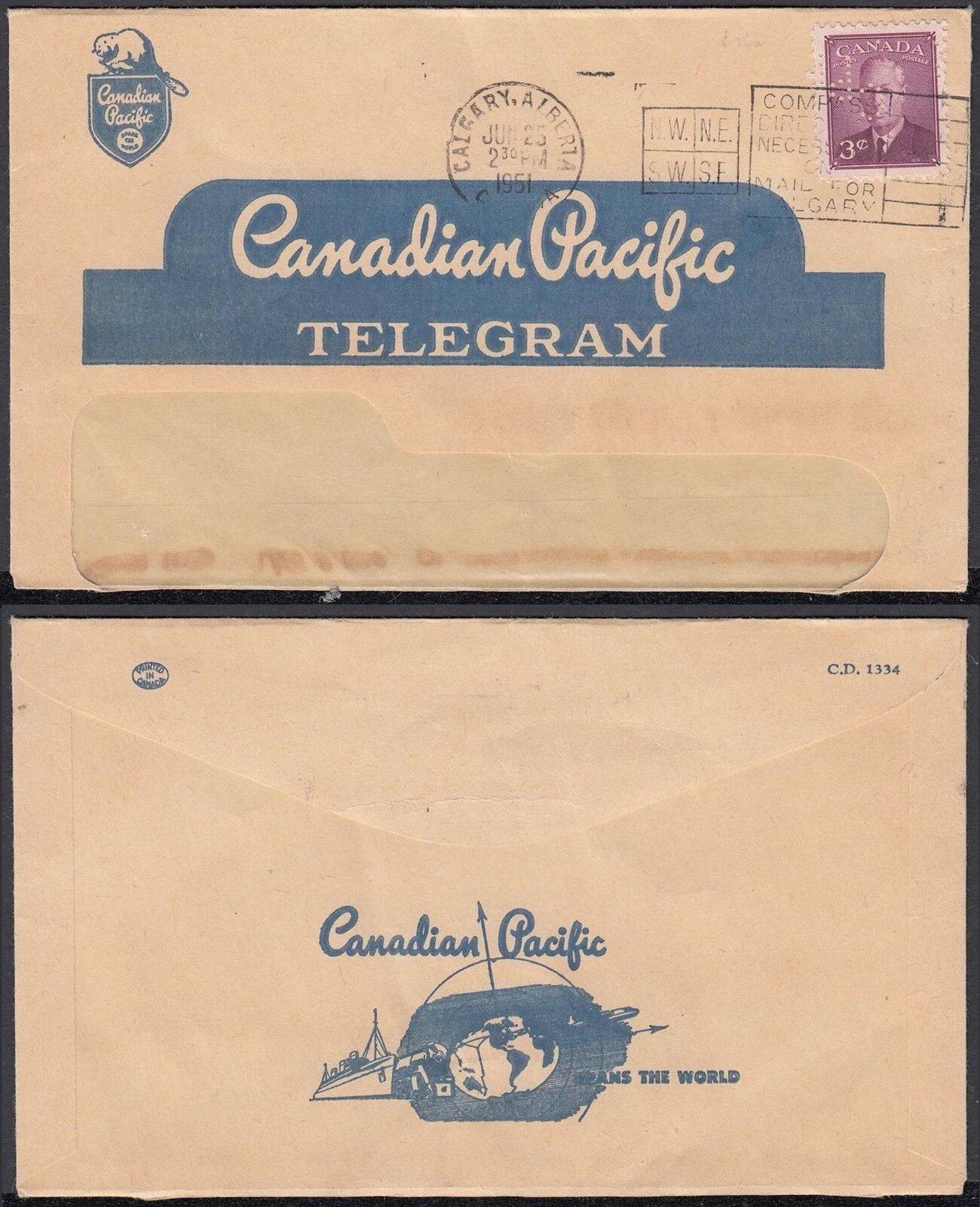 CP Delivery Envelope of 1951