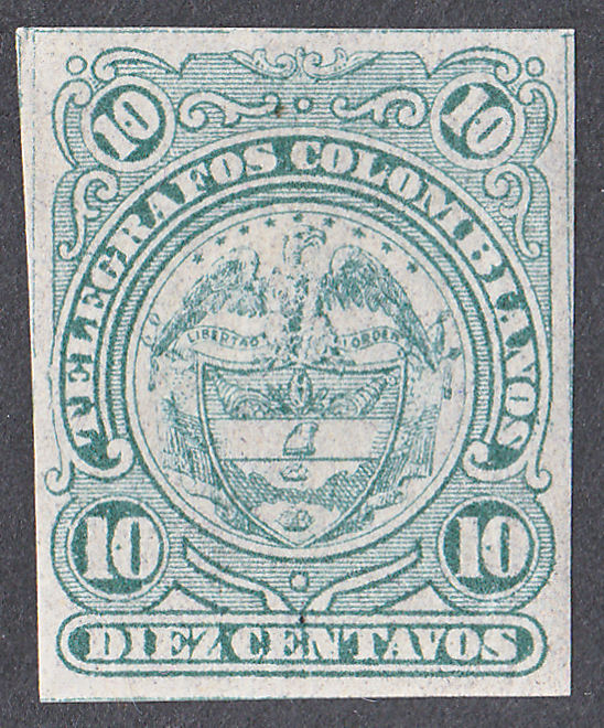 Colombia 10c type Ia, green-blue