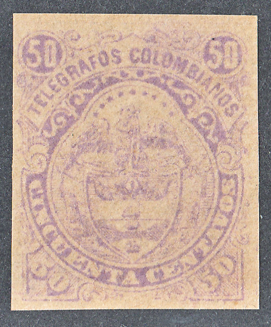 Colombia 50c type II, violet on buff