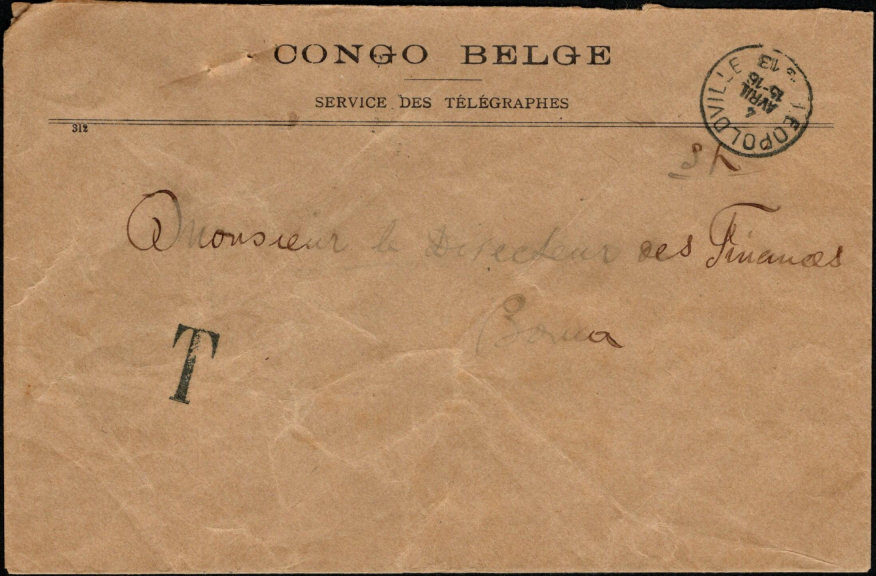 Congo envelope 312 April 1913 - front