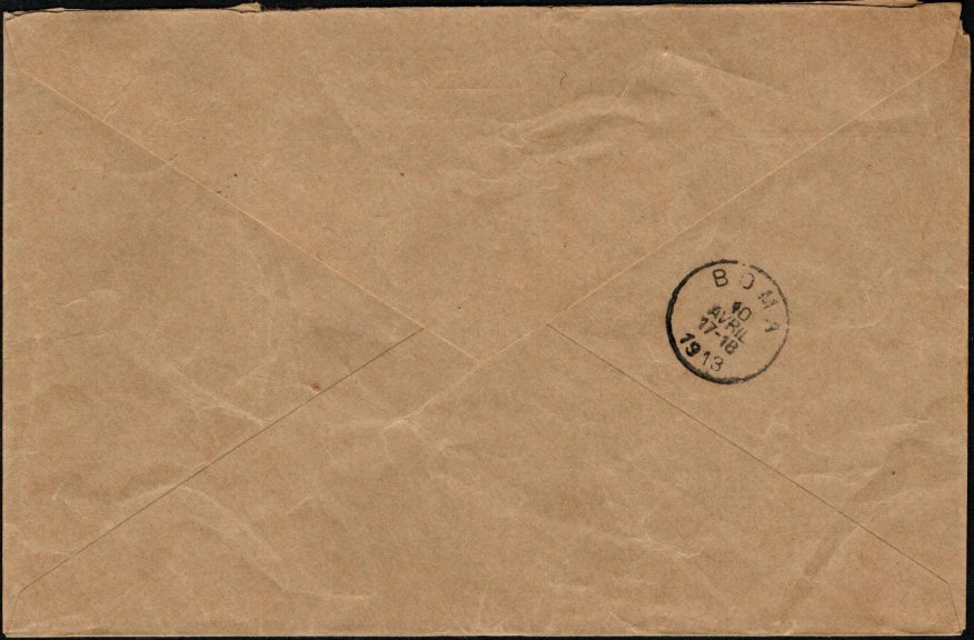 Congo envelope 312 April 1913 - back