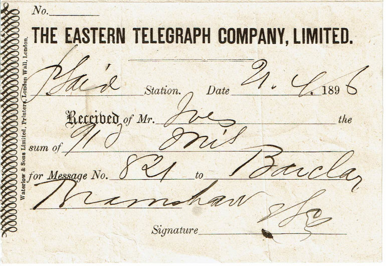 ETC 1896 Receipt - Birmingham