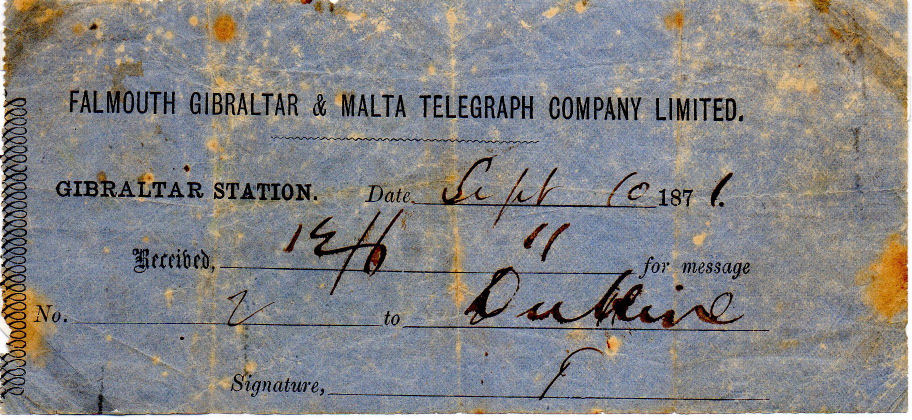 Falmouth, Gibraltar and Malta receipt