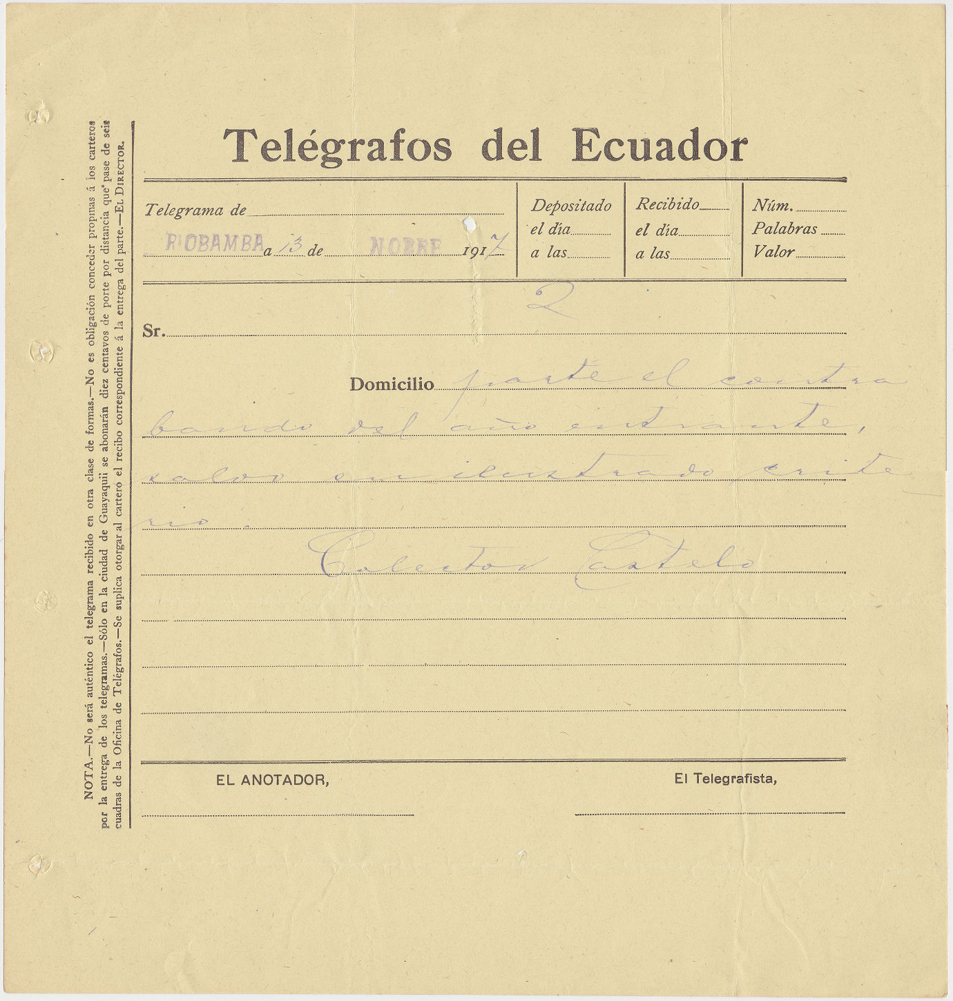 Ecuador 13/11/1917