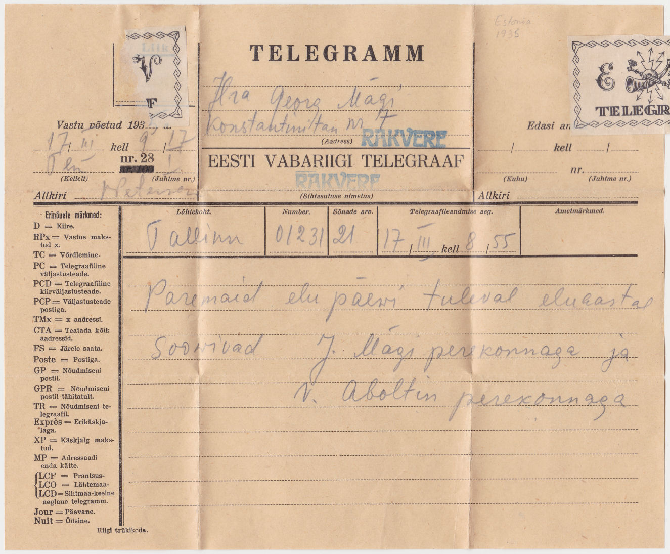 1935 telegram