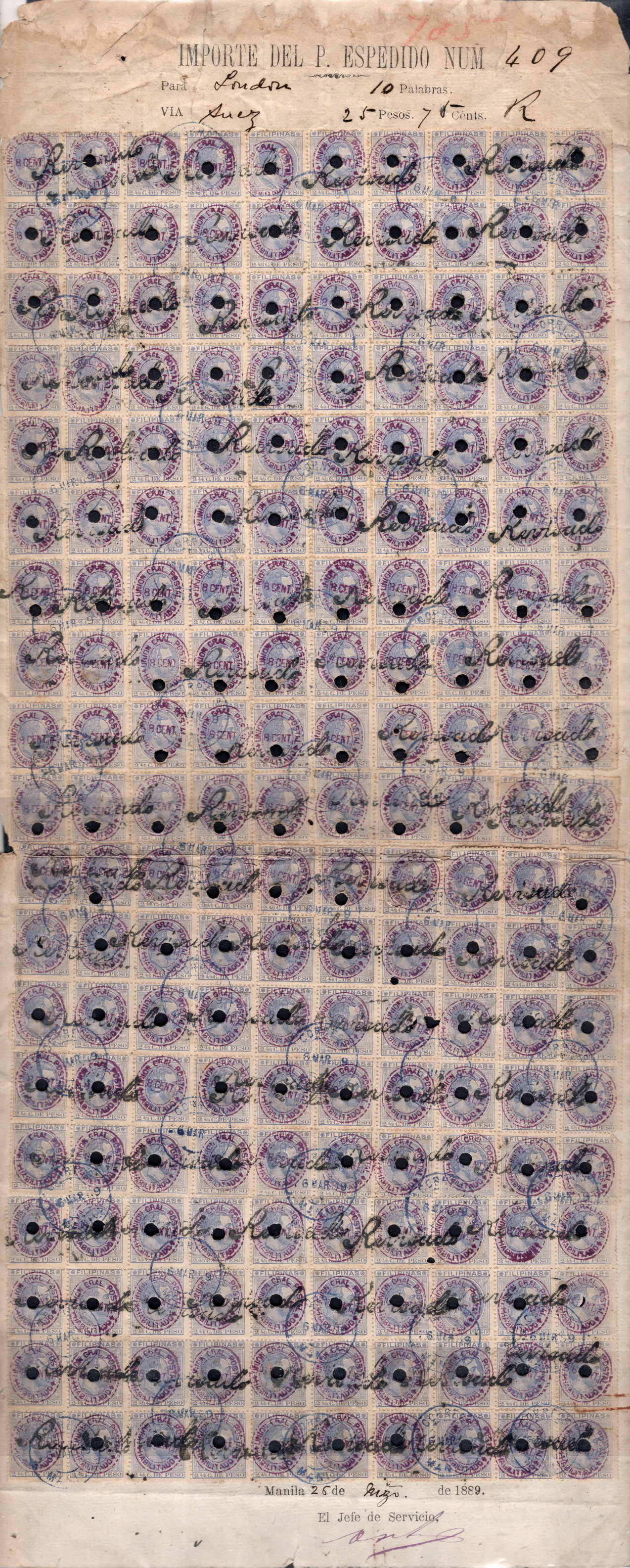 1889 Receipt - Front