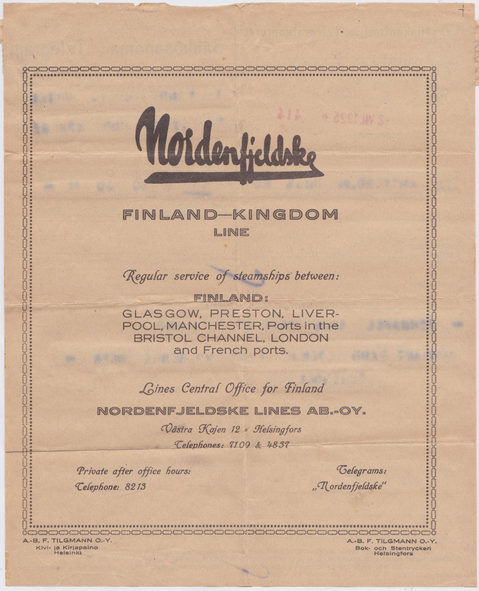 Telegram used 8 July 1925 - back