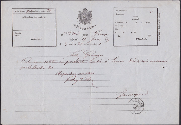 June 1869 Telegram