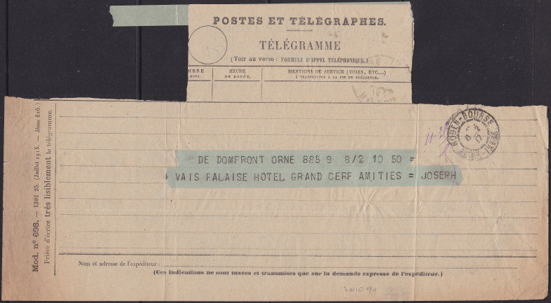 February 1917 Telegram - front