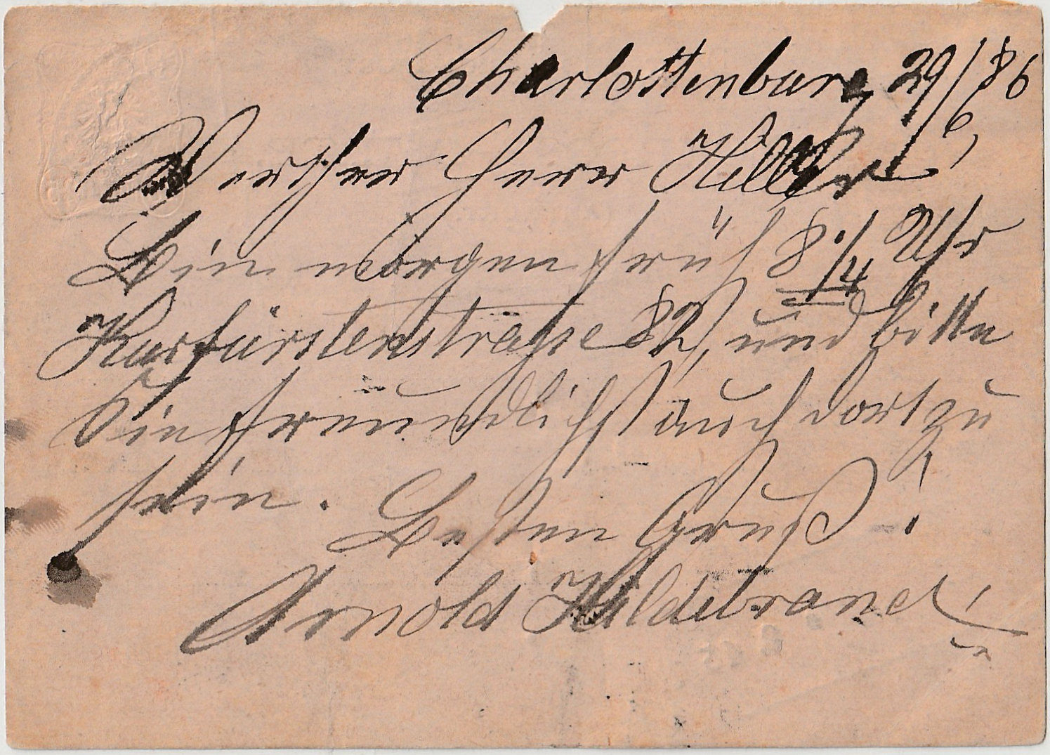 Berlin West Rohrpost of 1886 - back