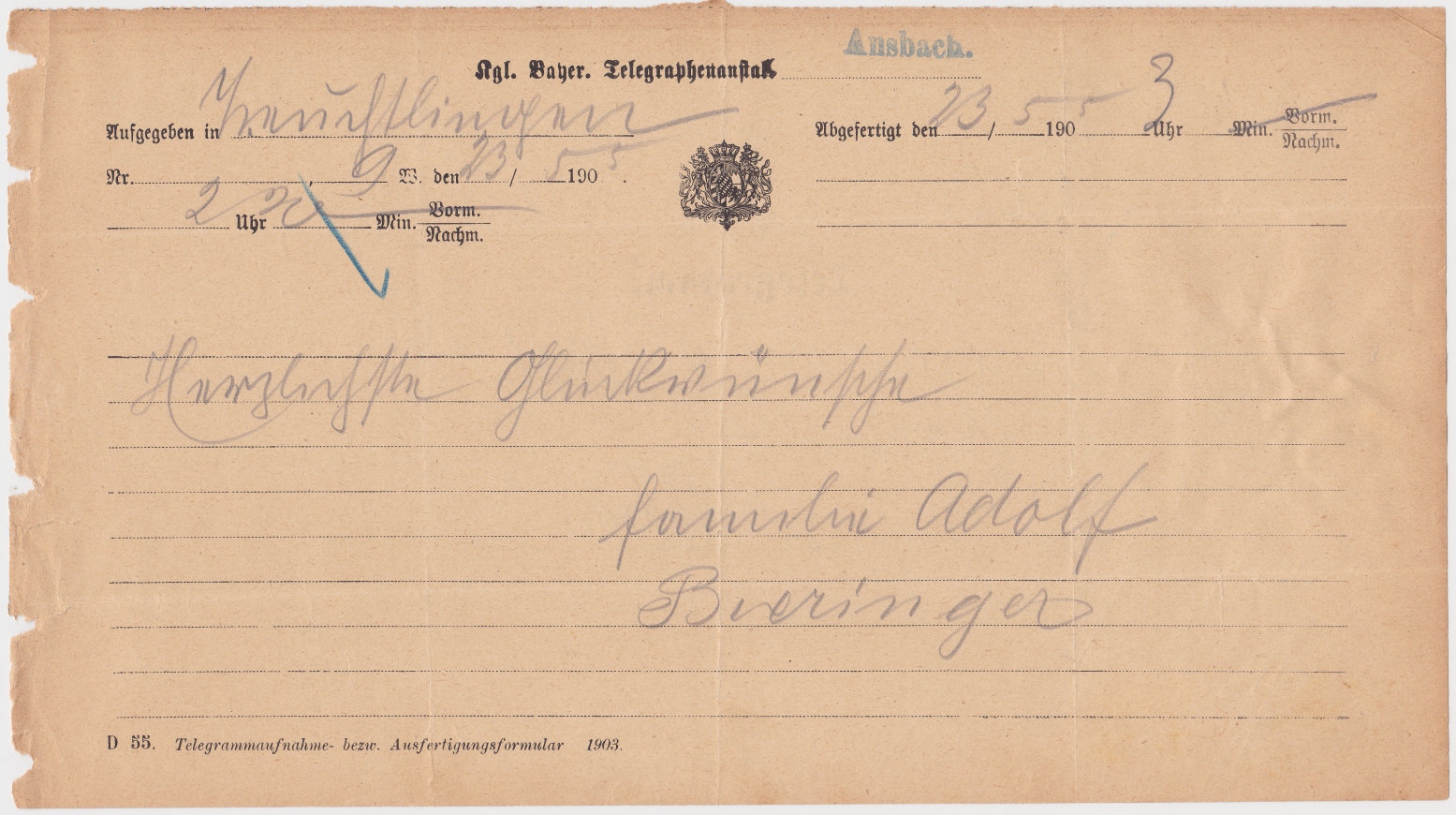 Bavaria 1903 - front