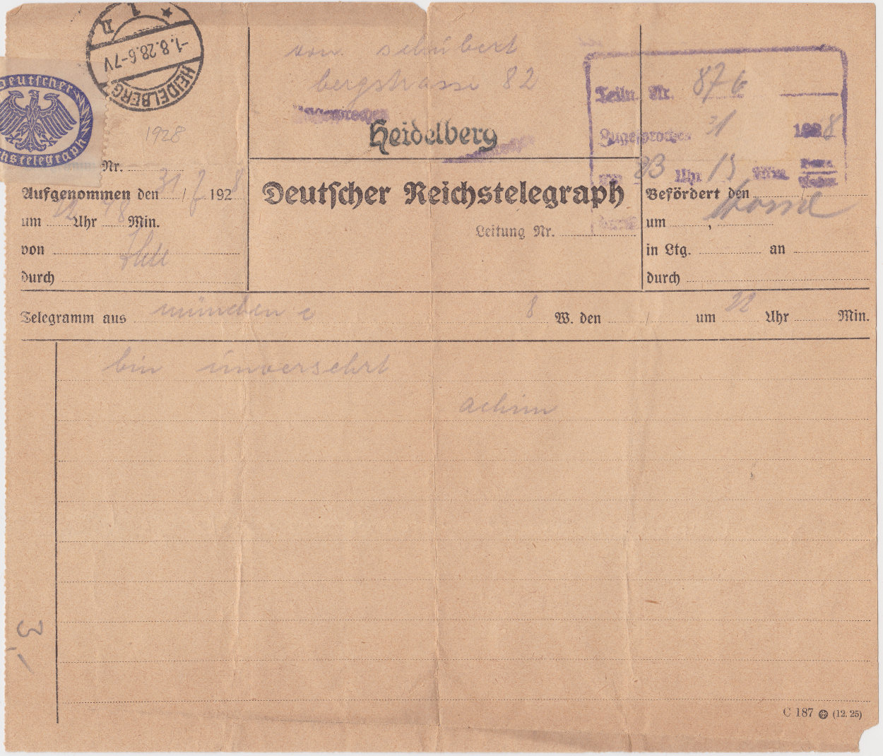 December 1925 form C. 187