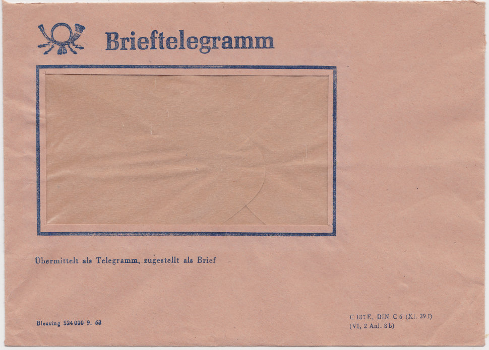 Germany Envelope - September 1963 - front