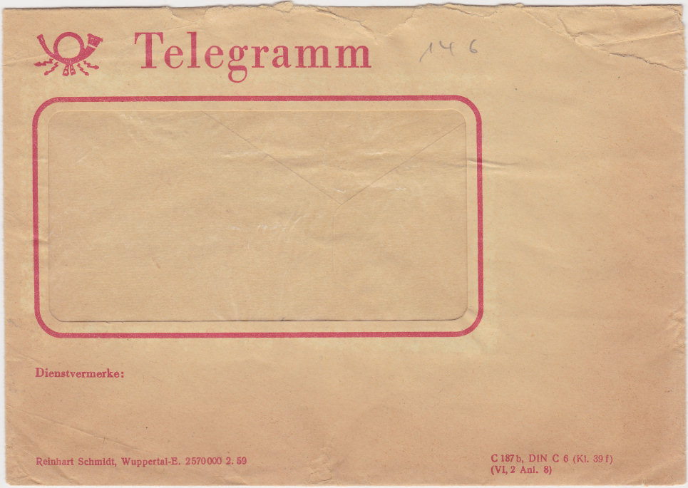 Germany Envelope - February 1959 - front