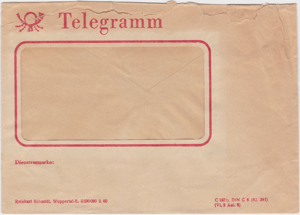 Germany Envelope - February 1960 - front