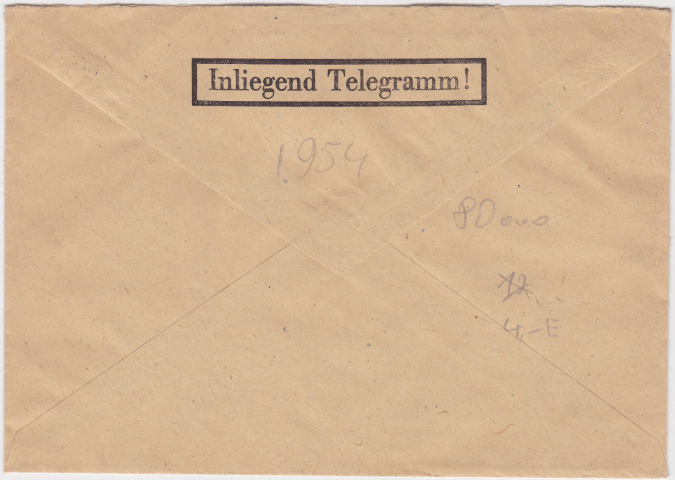 Germany Envelope - January 1952 - back
