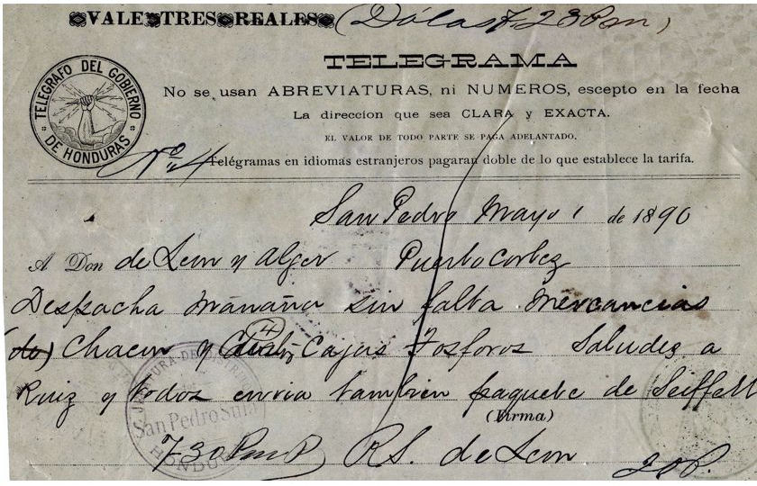Telegram of 1 May 1890