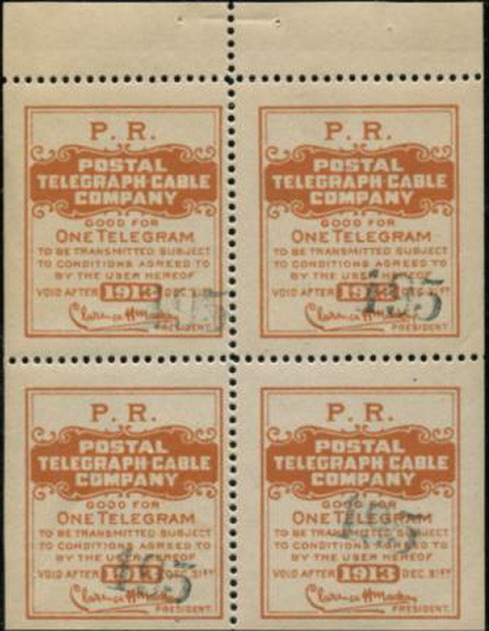 USA Postal 1913 - pane of 4