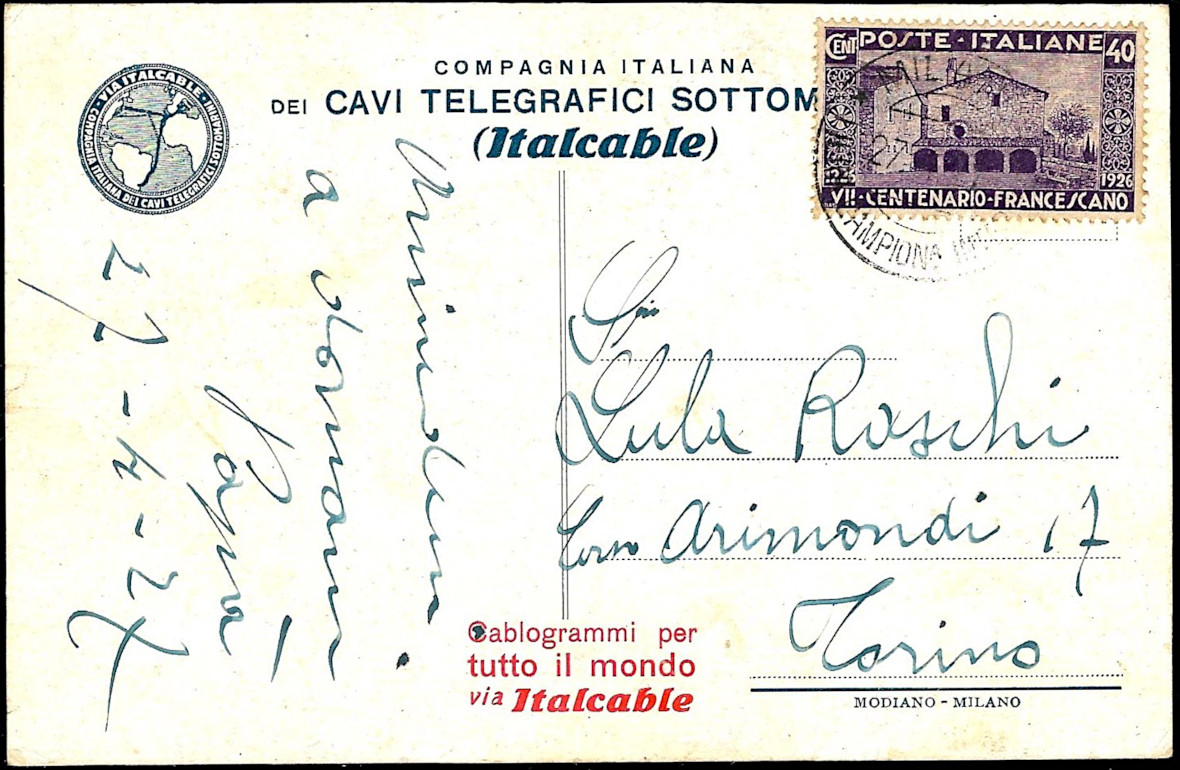 Italian Form 1927 - back