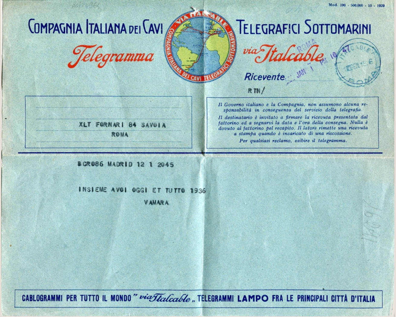 Italian Form 1929