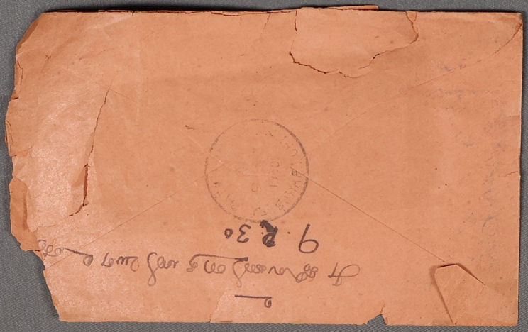 Johore Envelope 1930 back