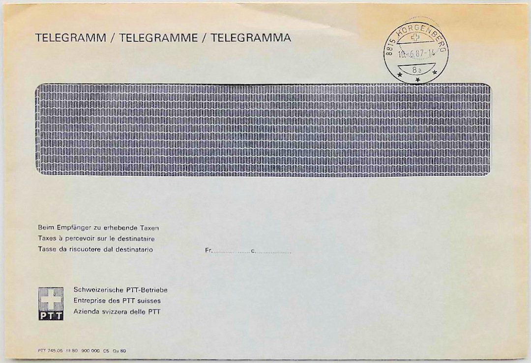 PTT envelope printed March 1980