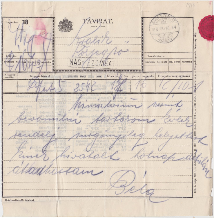 1914 Szeged Form - a