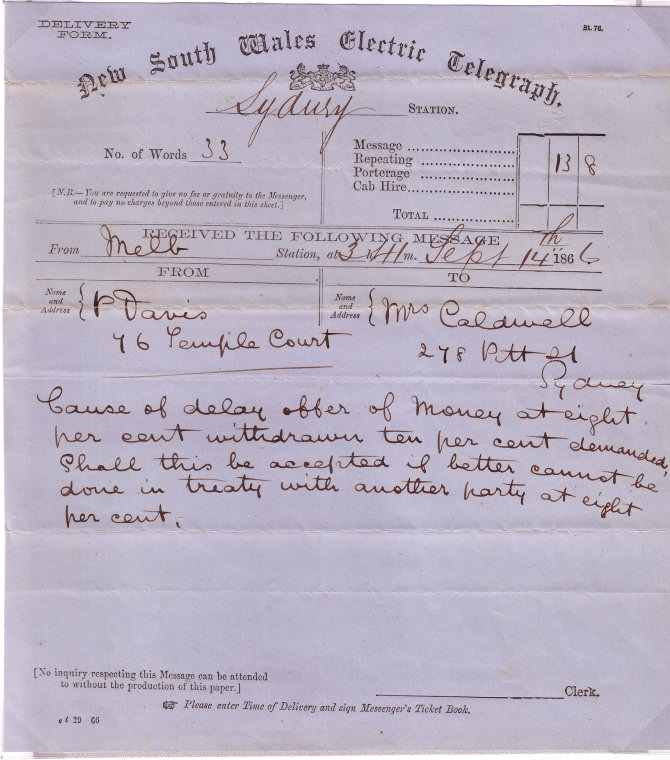 Delivery form of 1866