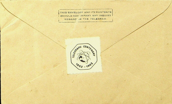 NZ Telegram 1962 - back