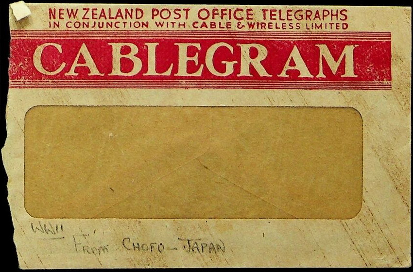 NZ Cablegram 1945 - envelope front