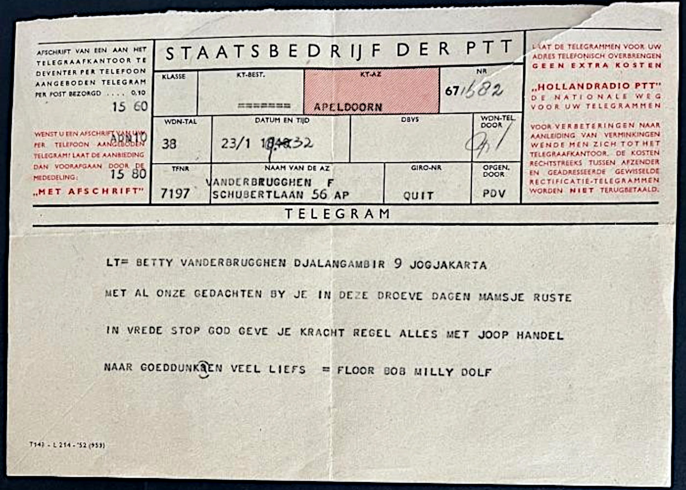 T143 PTT of 1952