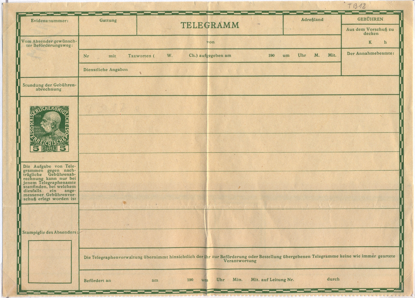 Telegram Form - 1908