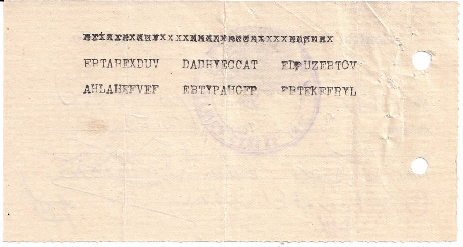 Cablegram-receipt - 9 November 1920 - back
