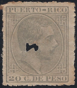 1882 20c punched with '2'