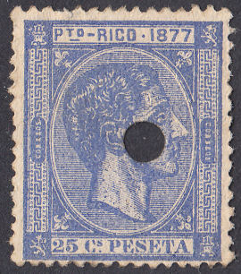 1877 25c punched Postage stamp