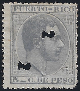 1884 5c punched with '2'