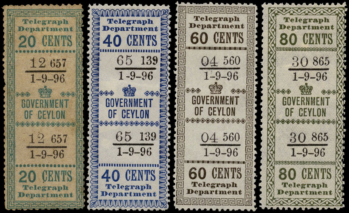 Ceylon-1896 20c to 80c