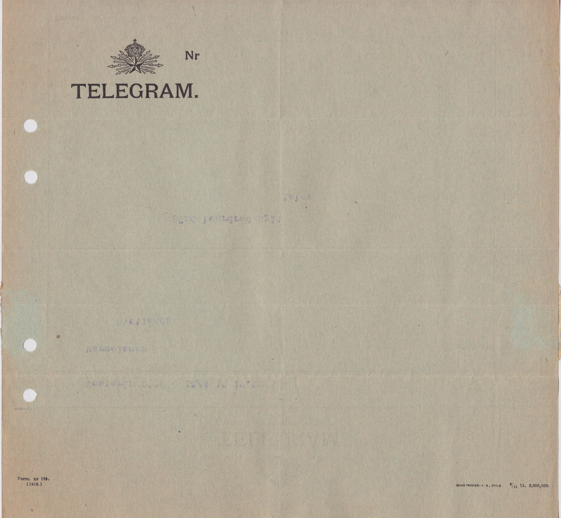 Sweden Telegram used 13 April 1917? - back