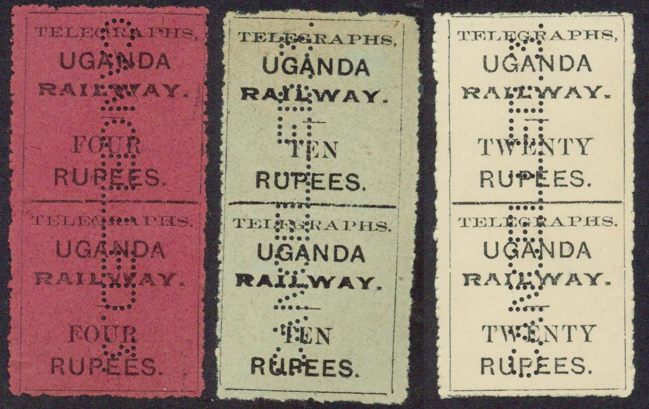 Uganda Railway 4, 10 and 20 Rupee.