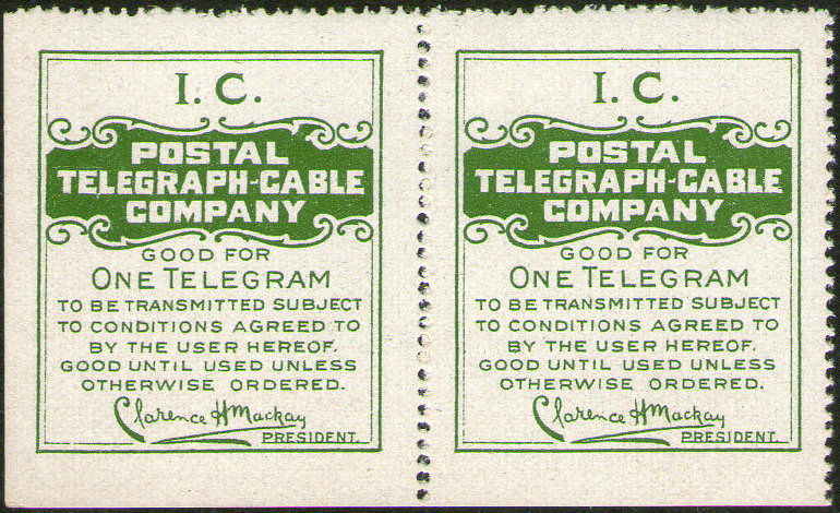 USA Postal Tel-Cable 1914 - IC RH81e pair