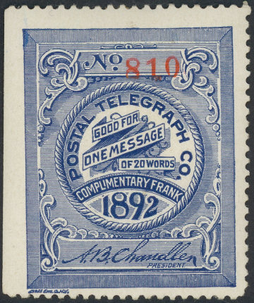 USA Postal Tel-Cable 1892 Frank, H10a - 810